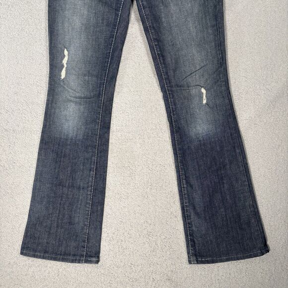 Guess Jeans Women Size 27 Daredevil Boot Cut Flare Blue Denim Jeans Distress Y2K - Picture 4 of 16